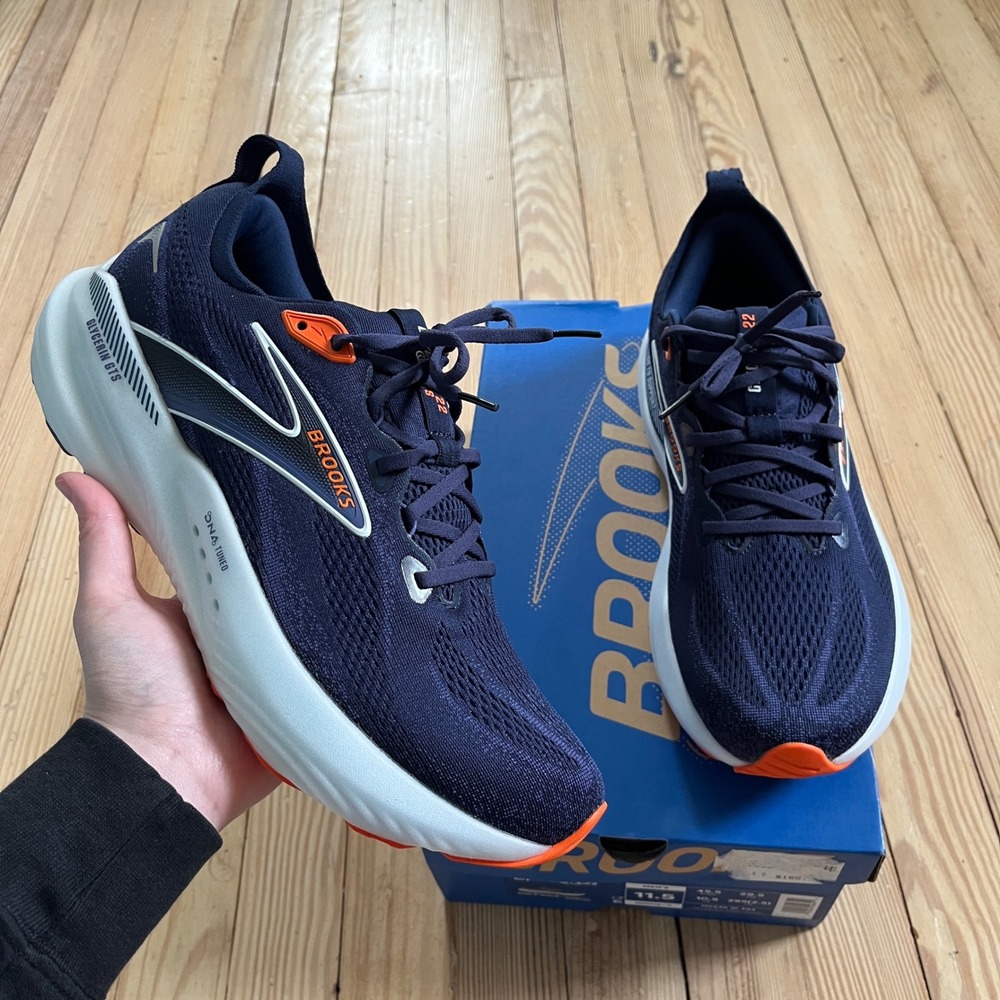 Brooks Glycerin GTS 22 Running Shoes Mens 11.5 Navy Orange DNA LOFT v3 Support